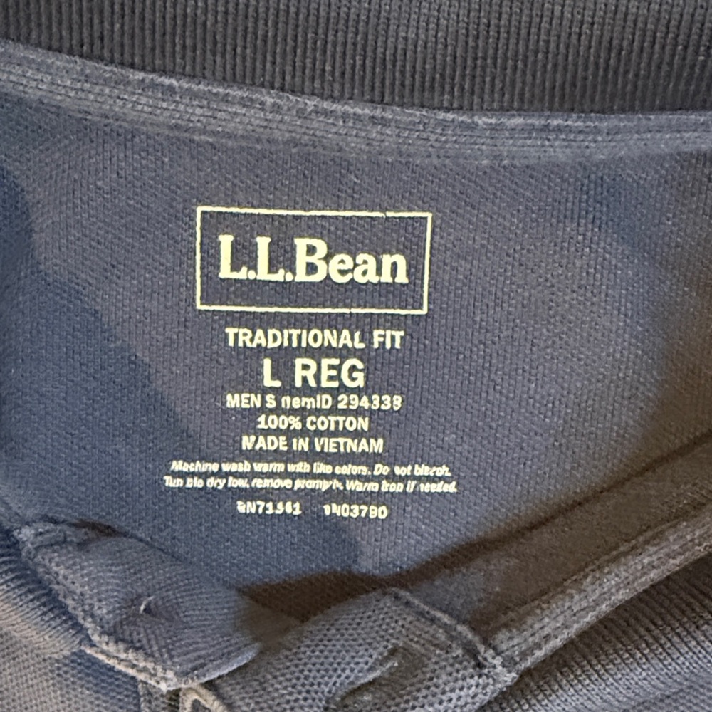 L.L.Bean Polo Shirt Navy Bean Boot Embroidered Logo Y2K Era Size L - Picture 2 of 7